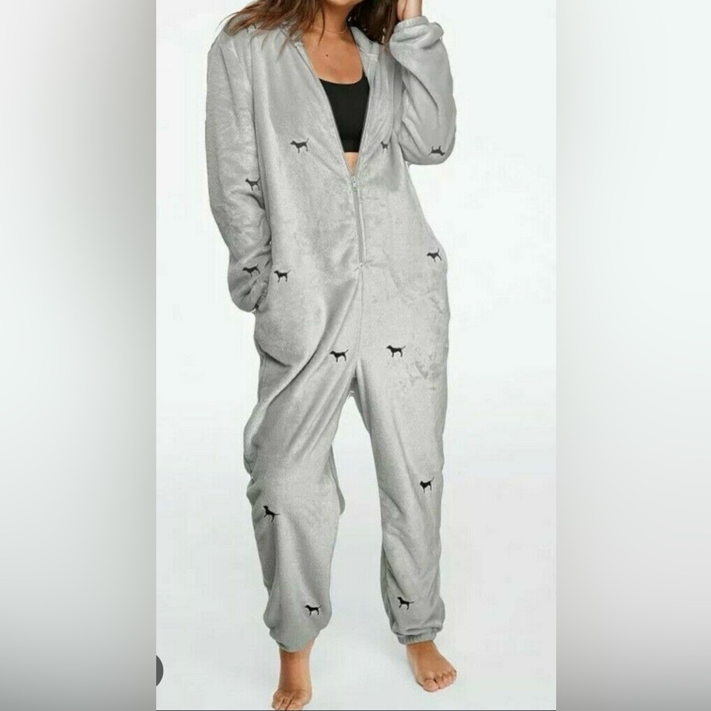 VS Pink, Black and Silver Sherpa Onesie (M/L)
